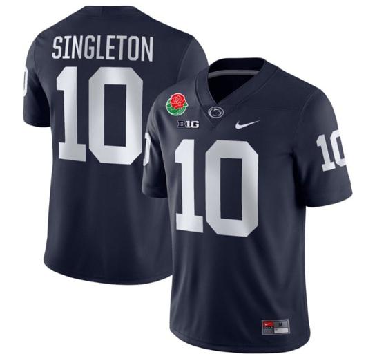 Men's Nike Nicholas Singleton Jersey #10 Penn State Nittany Lions Rose Patch College Football All Stitched Navy