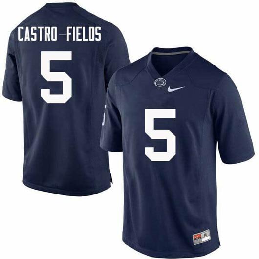 Men's Nike Penn State Tariq Castro Fields Jersey #5 College Football Game Navy With Name