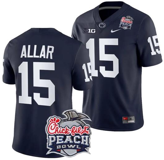 Men's Nike Drew Allar Jersey #15 Penn State Peach Bowl Patch 2024 College Football Navy