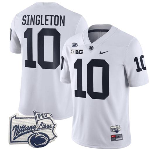 Men's Nike Nicholas Singleton Jersey #10 Penn State Nittany Lions PSU Patch College Football All Stitched White