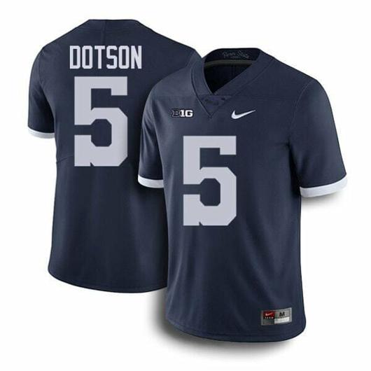 Men's Nike Penn State Jahan Dotson Jersey #5 College Football Game Navy Retro With Name