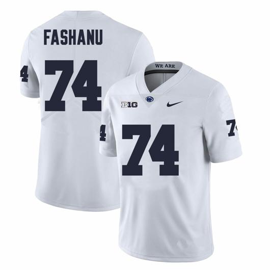 Men's Nike Penn State Olumuyiwa Fashanu Jersey #74 College Football Game White With Name