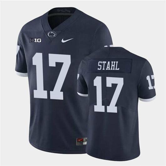 Men's Nike Penn State Mason Stahl Jersey #17 College Football Game Navy Retro With Name