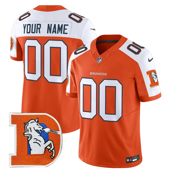 Men's Denver Broncos ACTIVE PLAYER Custom Orange 2024 F.U.S.E. V2 Throwback Vapor Limited Alternate Stitched Football Jersey