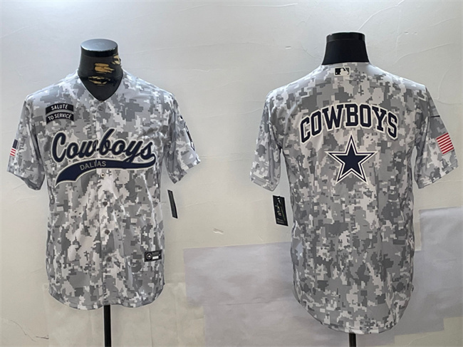 Men's Dallas Cowboys Team Big Logo 2024 Arctic Camo Salute to Service Stitched Baseball Jersey (1)