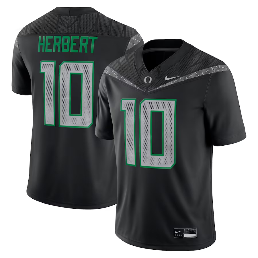 Men's Nike Oregon Ducks #10 Justin Herbert Black Alumni Game Stitched College Football Jersey