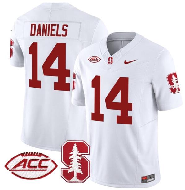 Men's Nike Ashton Daniels Jersey #14 Stanford Cardinal Vapor Limited College Football Stitched White