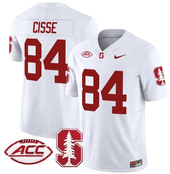 Men's Nike Ismael Cisse Jersey #84 Stanford Cardinal Vapor Limited College Football Stitched White