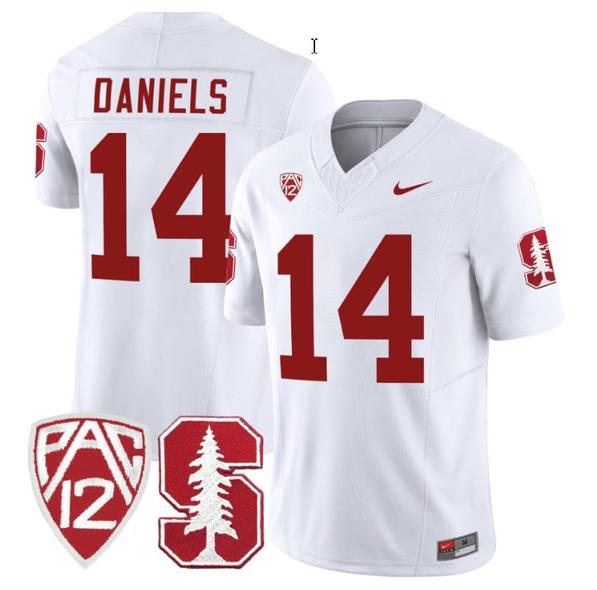 Men's Nike Ashton Daniels Jersey #14 Stanford Cardinal Jersey Vapor Limited College Football White