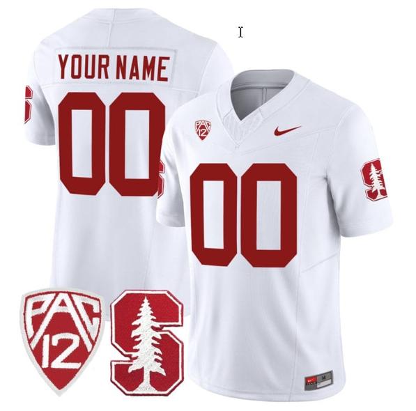 Men's Nike Custom  Stanford Cardinal Jersey Name and Number Vapor Limited College Football White