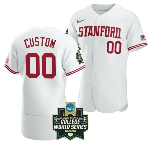 Men's Nike Custom Stanford Cardinal Baseball Jersey Name and Number NCAA 2022 College World Series White