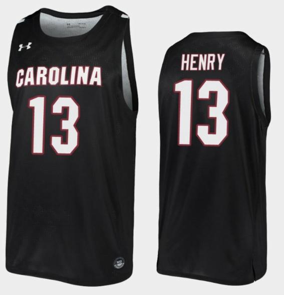 Men's Micaiah Henry Jersey South Carolina Gamecocks College Basketball Black Replica #13