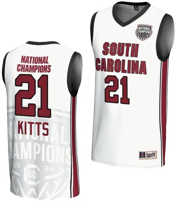 Men's Chloe Kitts Jersey #21 South Carolina Gamecocks 2024 NCAA Basketball National Champions White