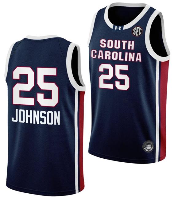 Men's Raven Johnson Jersey #25 South Carolina Gamecocks College Basketball Away Black