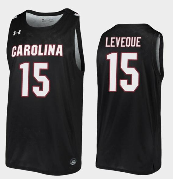 Men's Wildens Leveque Jersey South Carolina Gamecocks College Basketball Black Replica #15