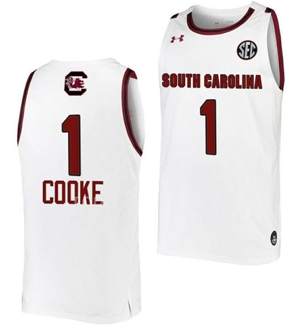 Men's Zia Cooke Jersey South Carolina Gamecocks College Basketball White #1