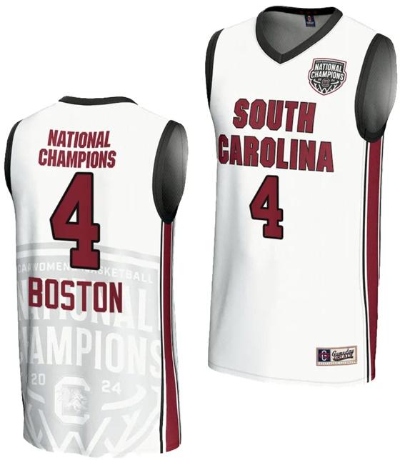 Men's Aliyah Boston Jersey #4 South Carolina Gamecocks 2024 NCAA Basketball National Champions White