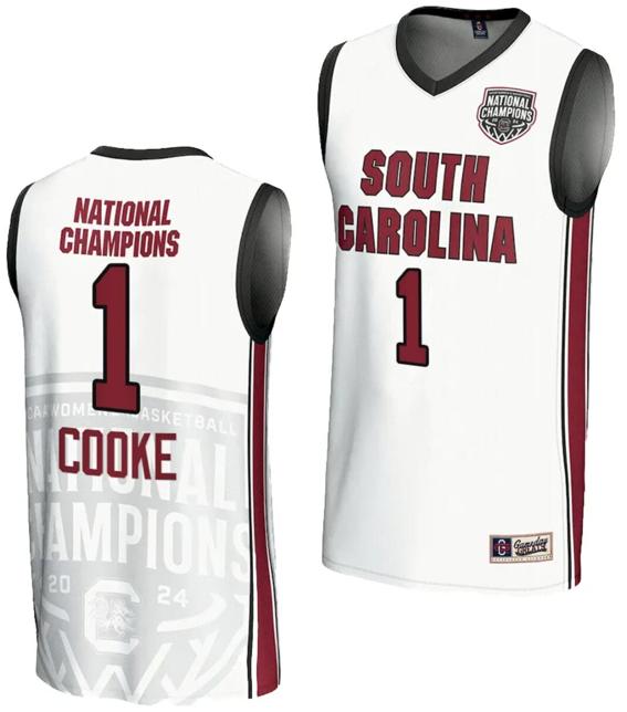 Men's Zia Cooke Jersey #1 South Carolina Gamecocks 2024 NCAA Basketball National Champions White