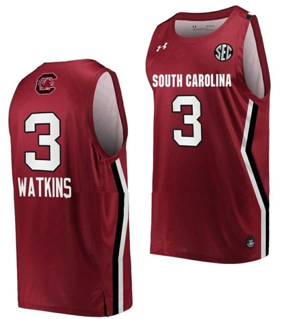 Men's Ashlyn Watkins Jersey South Carolina Gamecocks College Basketball Wine #3