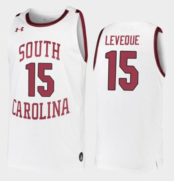 Men's Wildens Leveque Jersey South Carolina Gamecocks College Basketball White Replica #15