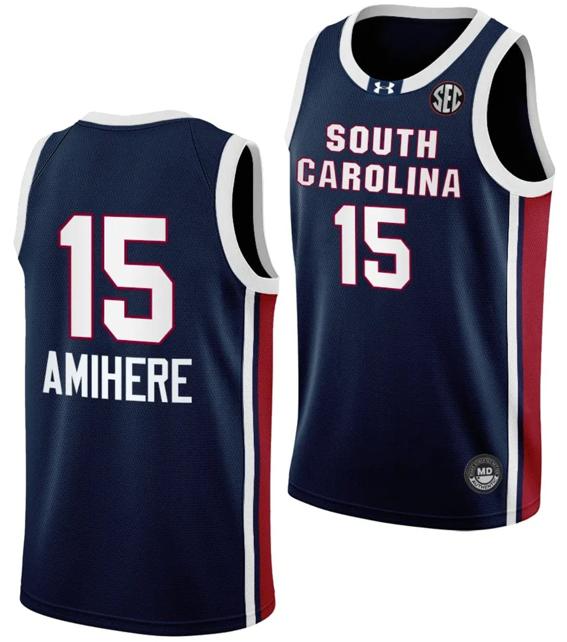 Men's Laeticia Amihere Jersey #15 South Carolina Gamecocks College Basketball Away Black