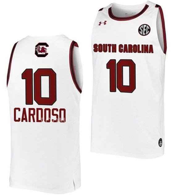 Men's Kamilla Cardoso Jersey South Carolina Gamecocks College Basketball White #10