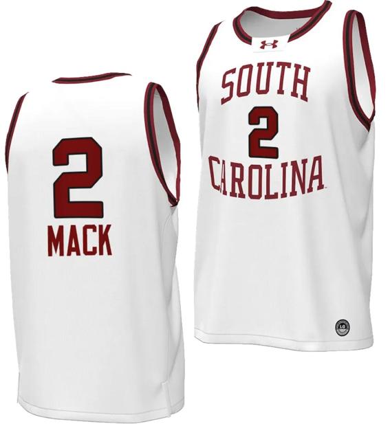 Men's BJ Mack Jersey #2 South Carolina Gamecocks Basketball Throwback Replica White