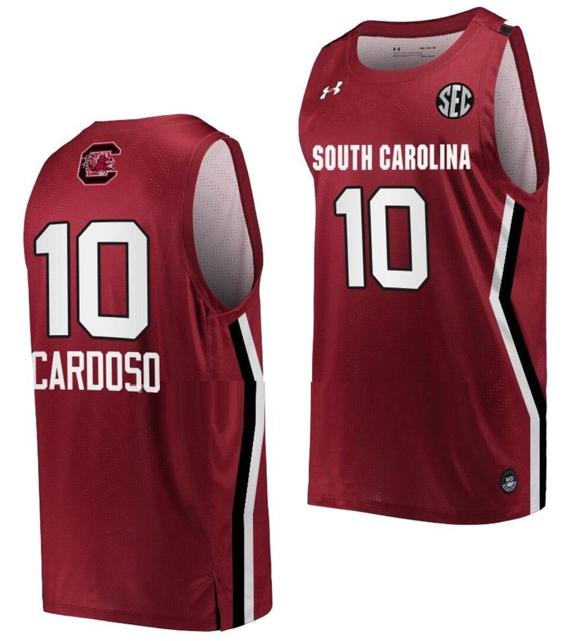 Men's Kamilla Cardoso Jersey #10 South Carolina Gamecocks College Basketball Wine