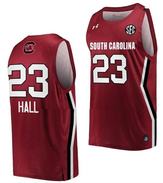 Men's Aubryanna Hall Jersey South Carolina Gamecocks College Basketball Wine #23