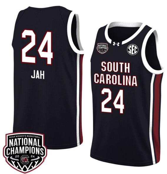 Men's Sahnya Jah Jersey #24 South Carolina Gamecocks 2024 NCAA Basketball National Champions Black