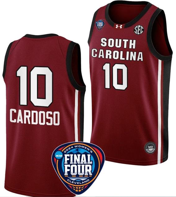 Men's Kamilla Cardoso Jersey #10 South Carolina Gamecocks Basketball 2024 NCAA March Madness Final Four Garnet