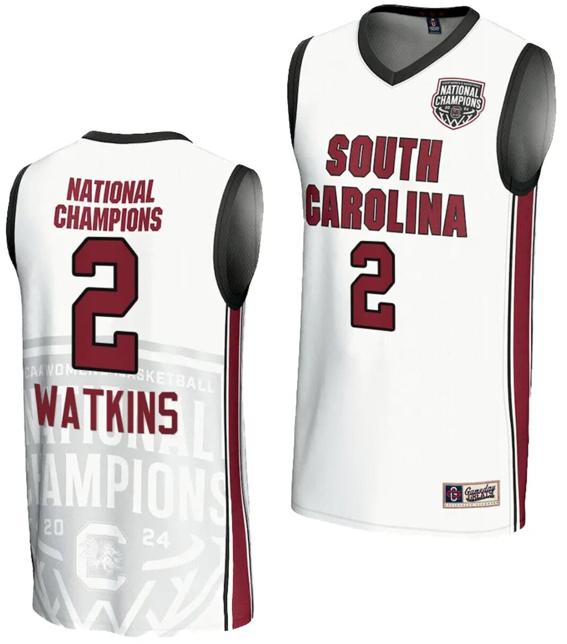 Men's Ashlyn Watkins Jersey #2 South Carolina Gamecocks 2024 NCAA Basketball National Champions White