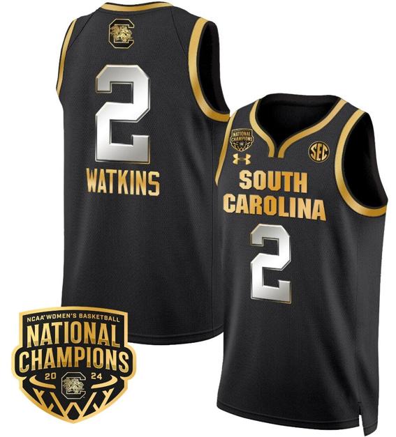 Men's Bree Hall Jersey #23 South Carolina Gamecocks Basketball 2024 National Champions All Stitched Black Gold