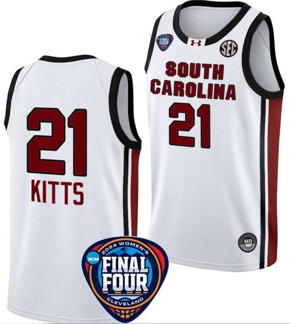 Men's Chloe Kitts Jersey #21 South Carolina Gamecocks Basketball 2024 NCAA March Madness Final Four White