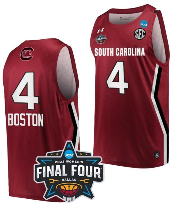 Men's Kamilla Cardoso Jersey South Carolina Gamecocks College Basketball 2023 NCAA Final Four Garnet Garnet #4