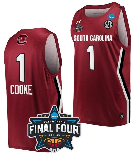 Men's Zia Cooke Jersey South Carolina Gamecocks College Basketball 2023 NCAA Final Four Garnet Garnet #1