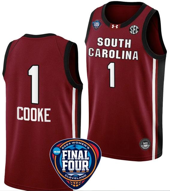 Men's Zia Cooke Jersey #1 South Carolina Gamecocks Basketball 2024 NCAA March Madness Final Four Garnet