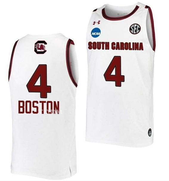 Men's Aliyah Boston Jersey South Carolina Gamecocks College Basketball 2023 NCAA March Madness White #4