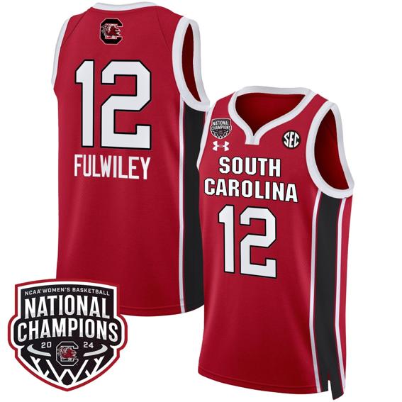 Men's MiLaysia Fulwiley Jersey #12 South Carolina Gamecocks Basketball 2024 National Champions All Stitched Red