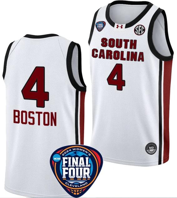 Men's Aliyah Boston Jersey #4 South Carolina Gamecocks Basketball 2024 NCAA March Madness Final Four White