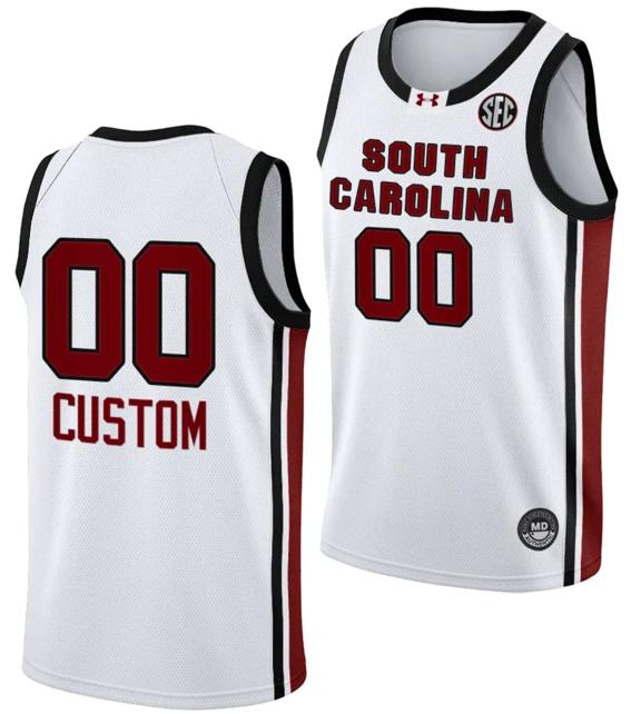 Men's Custom South Carolina Gamecocks Jersey Name and Number College Basketball 2023-24 White