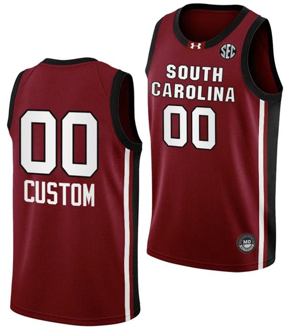 Men's Custom South Carolina Gamecocks Jersey Name and Number College Basketball 2023-24 Garnet