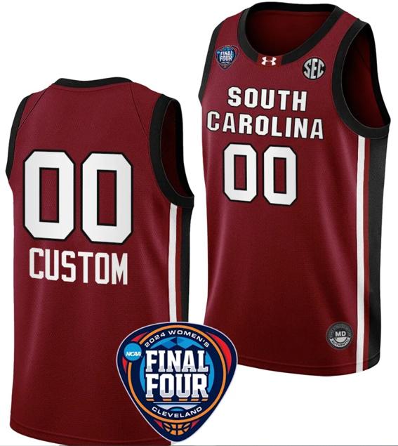 Men's Custom South Carolina Gamecocks Basketball Jersey Name and Number 2024 NCAA March Madness Final Four Garnet