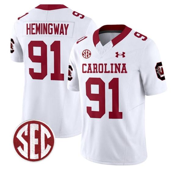 Men's Tonka Hemingway Jersey #91 South Carolina Gamecocks Football 1980 Throwback Vapor Limited White