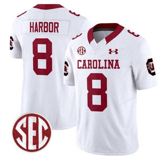 Men's Nyck Harbor Jersey #8 South Carolina Gamecocks Football 1980 Throwback Vapor Limited White