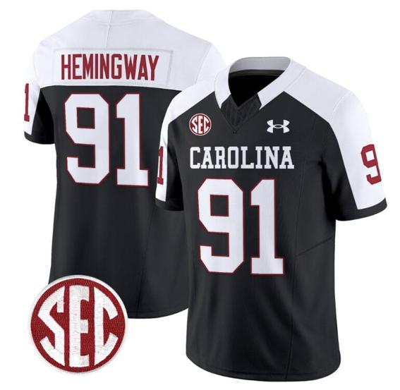 Men's Tonka Hemingway Jersey #91 South Carolina Gamecocks Football 1980 Throwback Vapor Limited SEC Patch Black Alternate