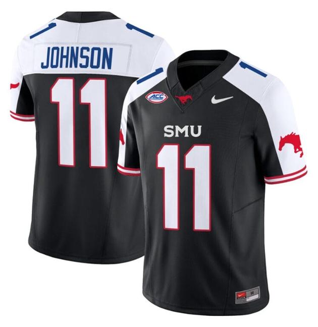 Men's Nike LJ Johnson Jr Jersey #11 SMU Mustangs Icy College Football Vapor Limited Black Alternate