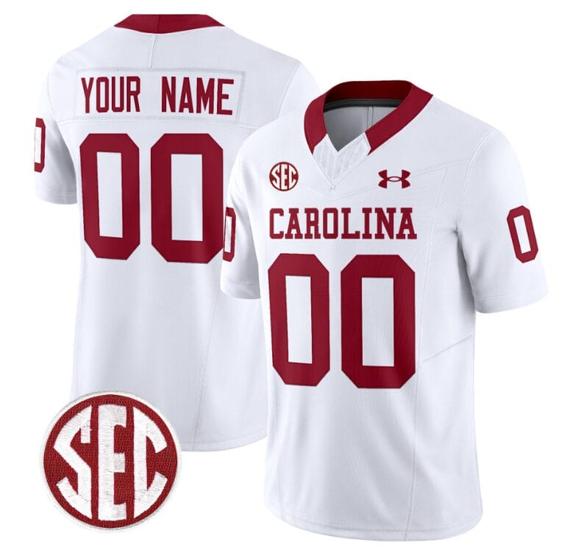 Men's Custom South Carolina Gamecocks Jersey Name and Number Football 1980 Throwback Vapor Limited White