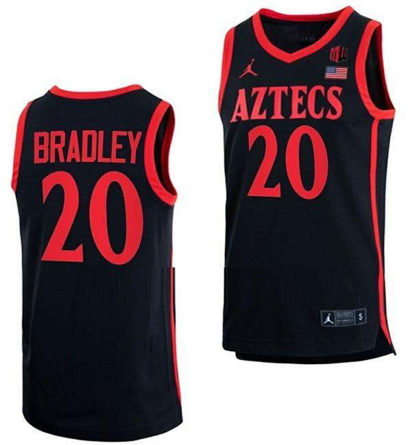 Men's Matt Bradley Jersey San Diego State Aztecs College Basketball Black #20