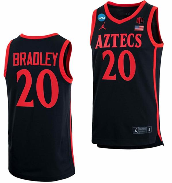 Men's Matt Bradley Jersey San Diego State Aztecs College Basketball 2023 NCAA March Madness Black #20